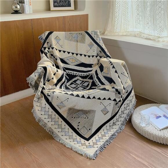 Boho Throw Blanket Reversible Cotton Tapestry Hippie Room Decor